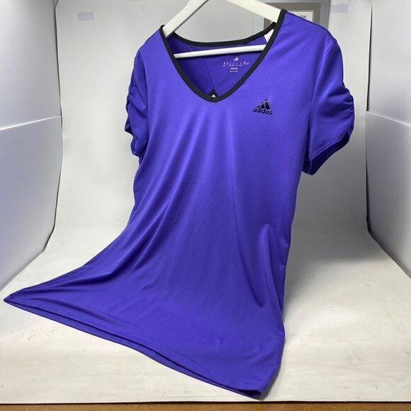 Adidas Climalite Purple/Black V-Neck Top - Picture 3 of 15